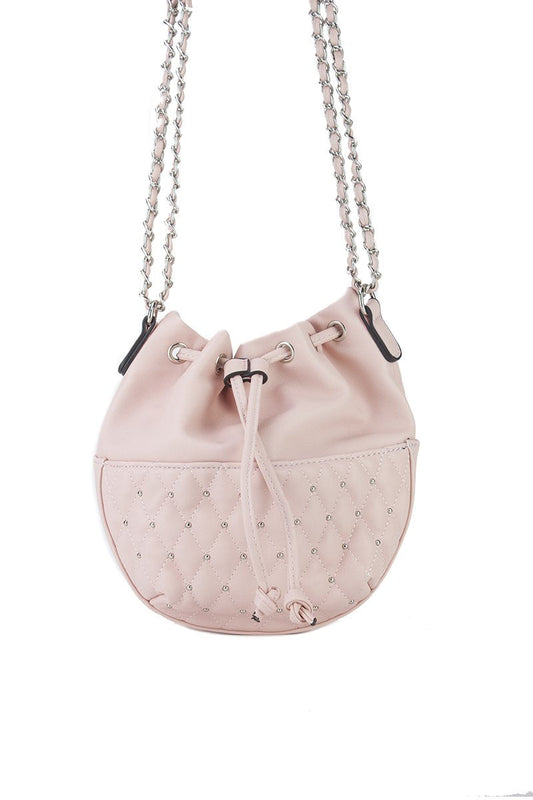 Rhea Pink Stud Bucket Bag With Silver Detail