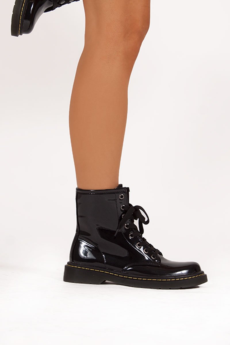 Robyn Black Lace Up Ankle Boots