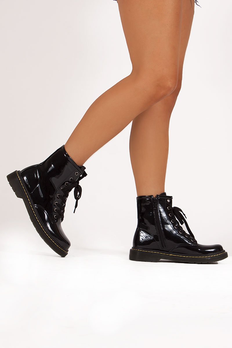 Robyn Black Lace Up Ankle Boots