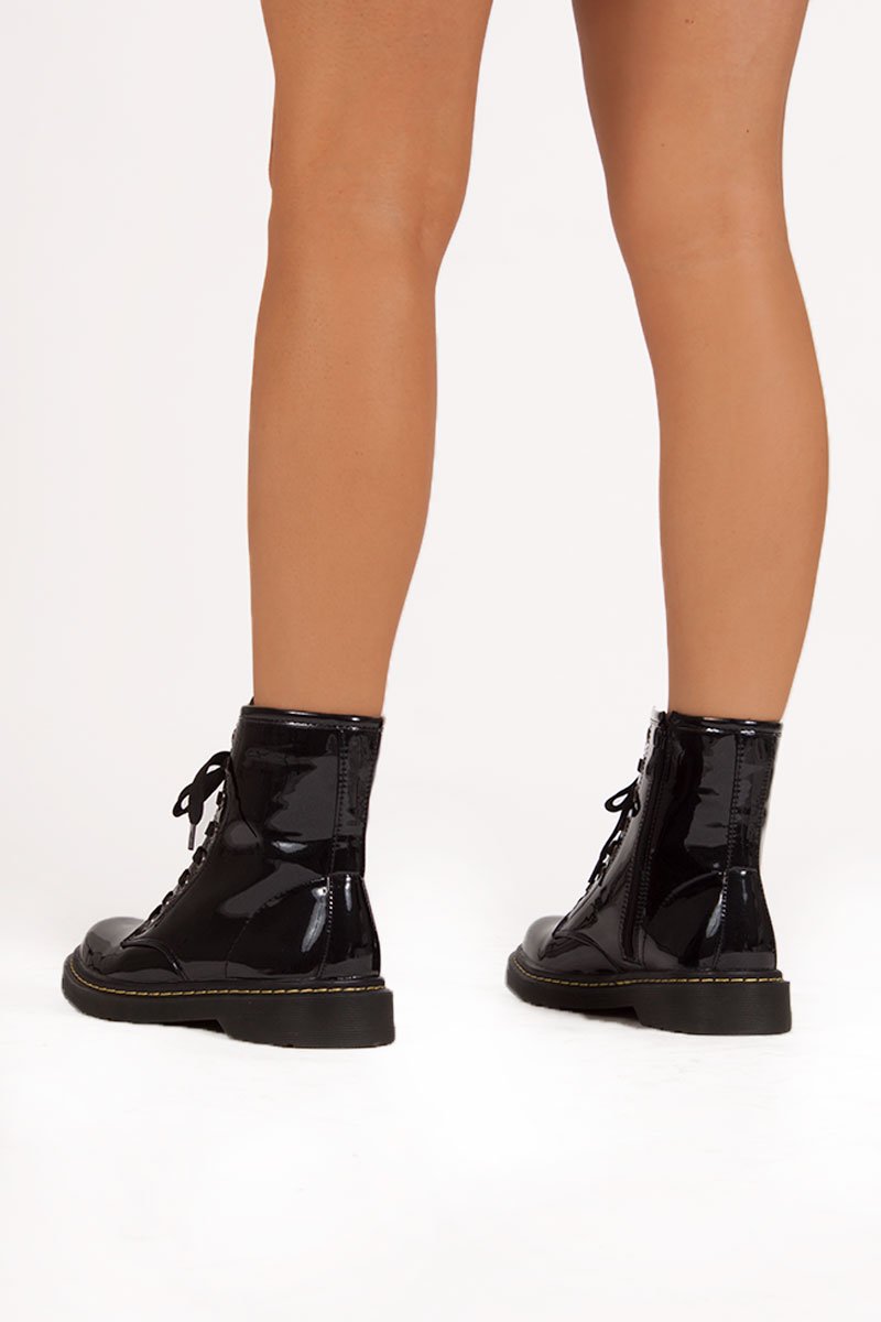 Robyn Black Lace Up Ankle Boots