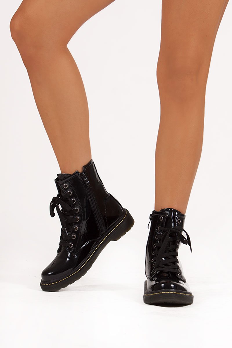 Robyn Black Lace Up Ankle Boots