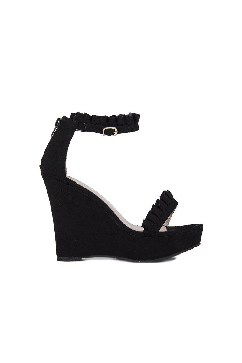 Rose Black Frill Wedges