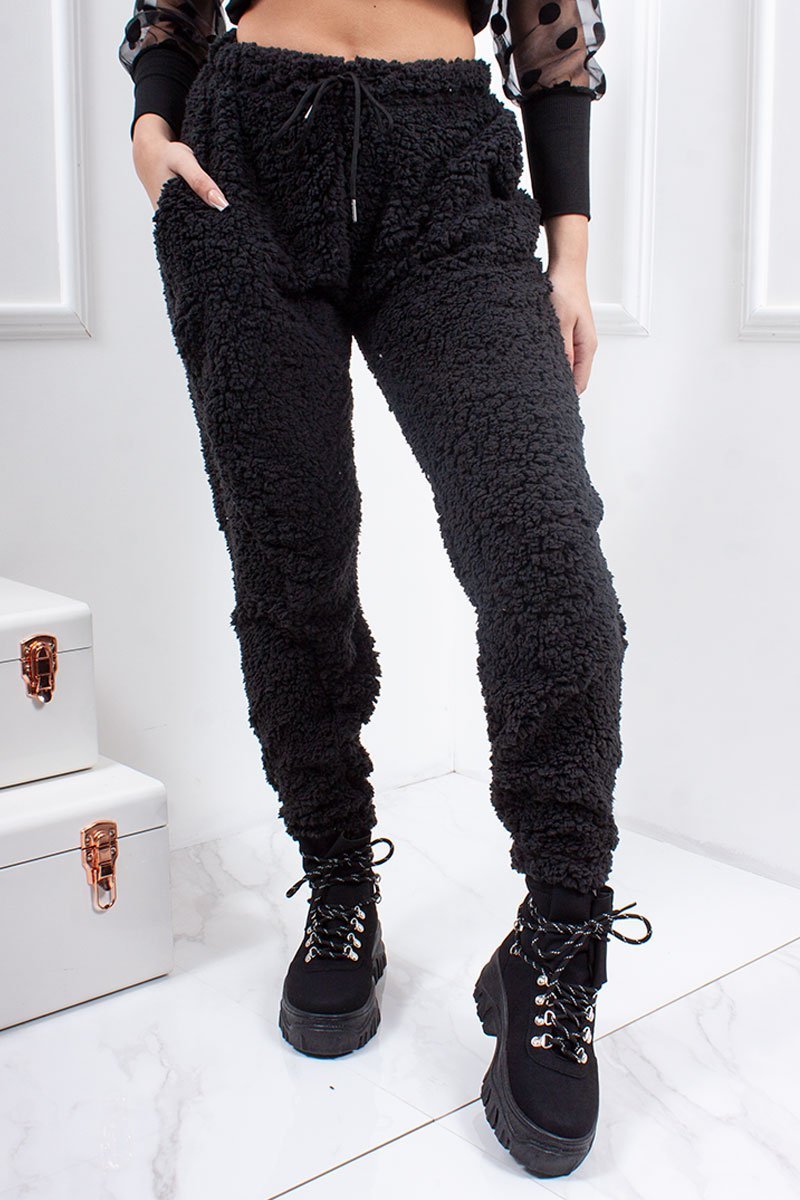 Rosi Black Borg Teddy Joggers