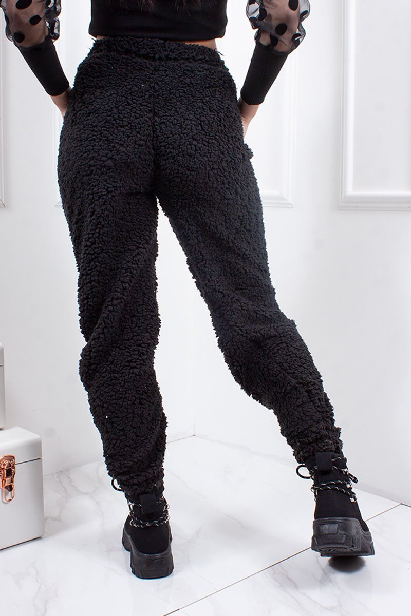 Rosi Black Borg Teddy Joggers