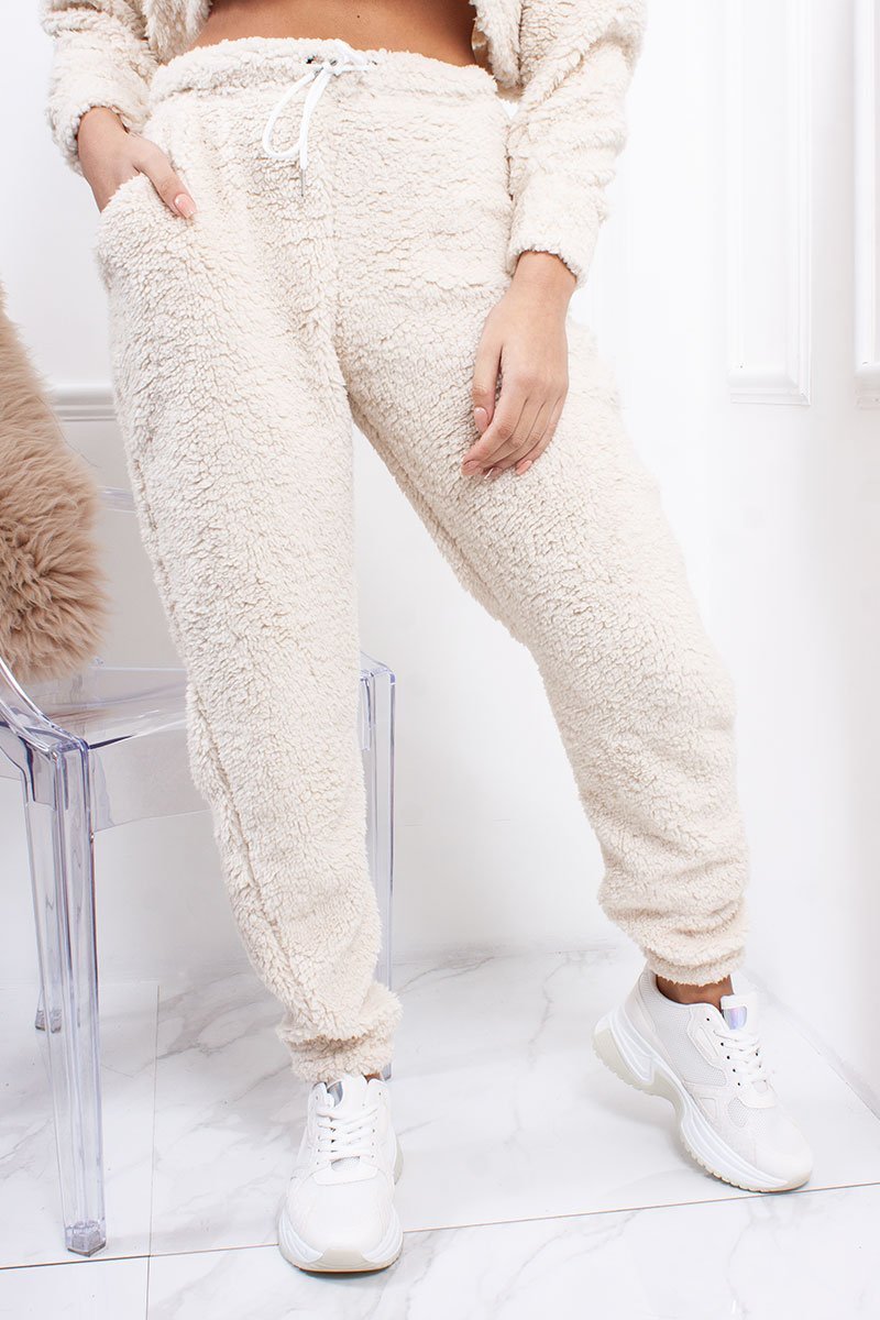 Rosi Cream Borg Teddy Joggers