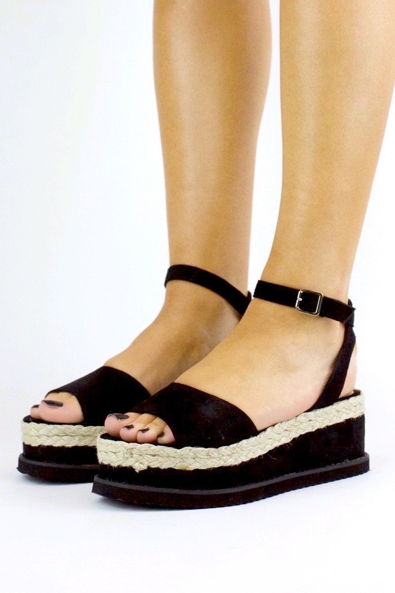 Sahara Black Espadrille Flatform Sandal