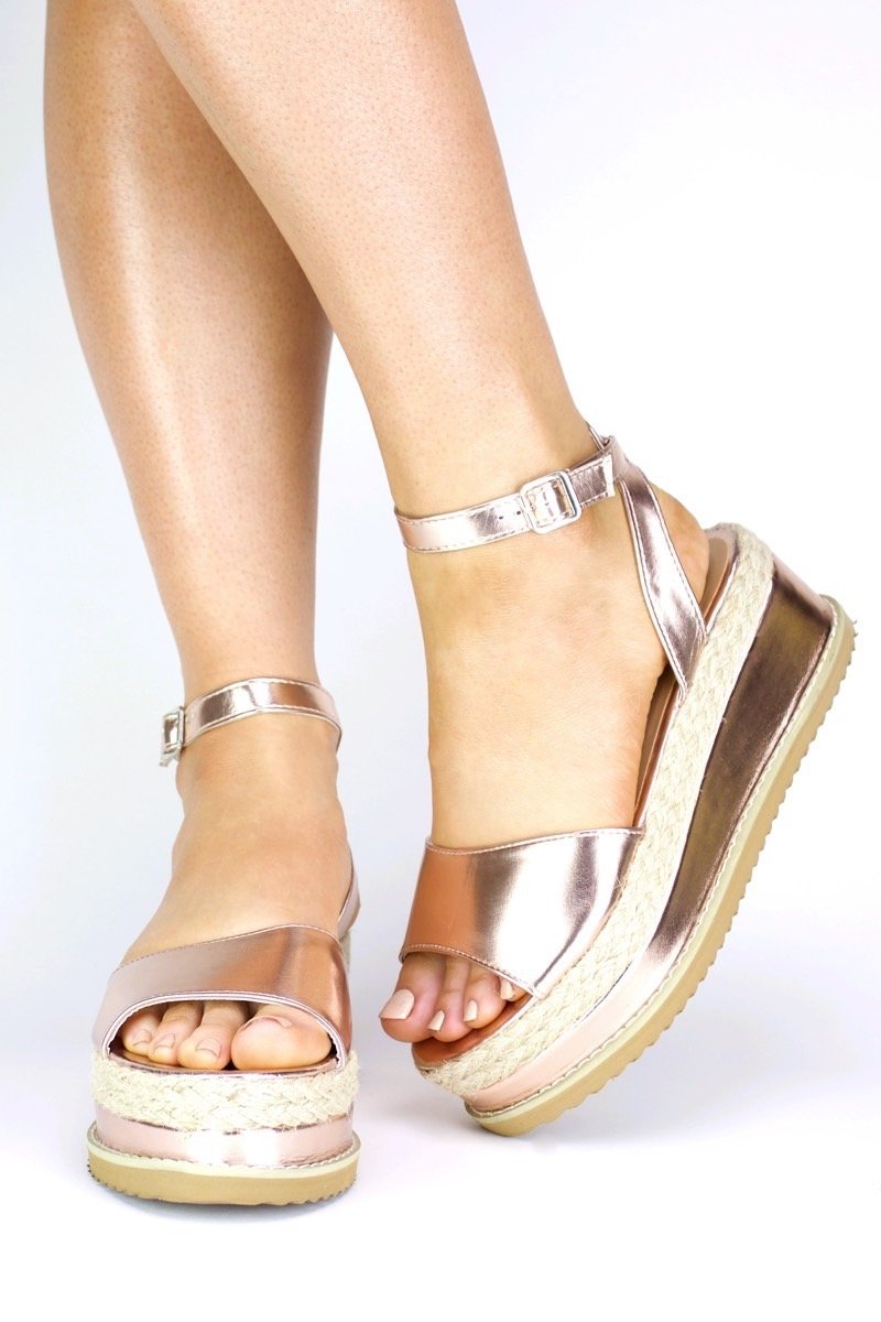 Sahara Rose Gold Espadrille Flatform Sandal