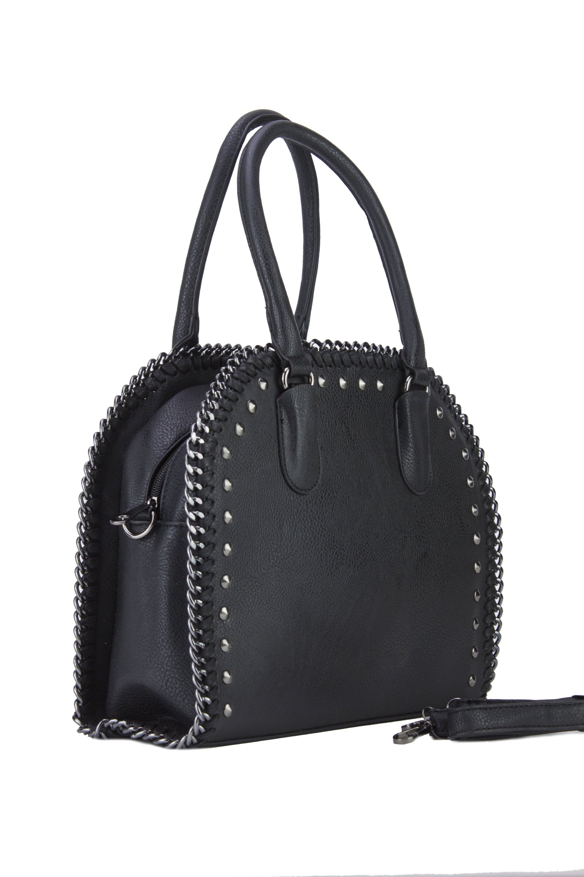 Sara Black Stud Shopper Bag