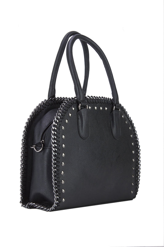 Sara Black Stud Shopper Bag