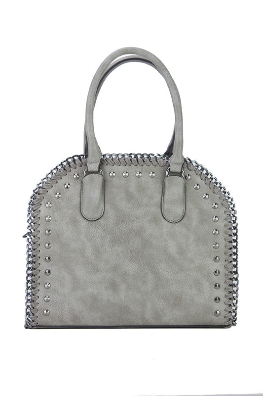 Sara Grey Stud Shopper Bag