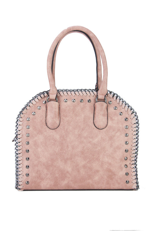 Sara Pink Stud Shopper Bag