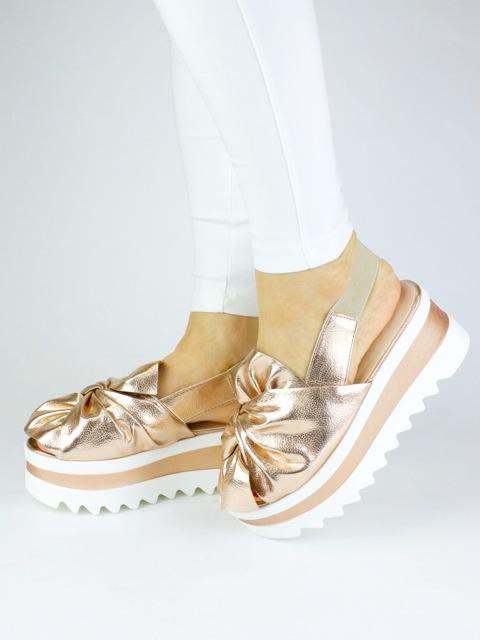 Sasha Rose Gold Metallic Bow Flatform