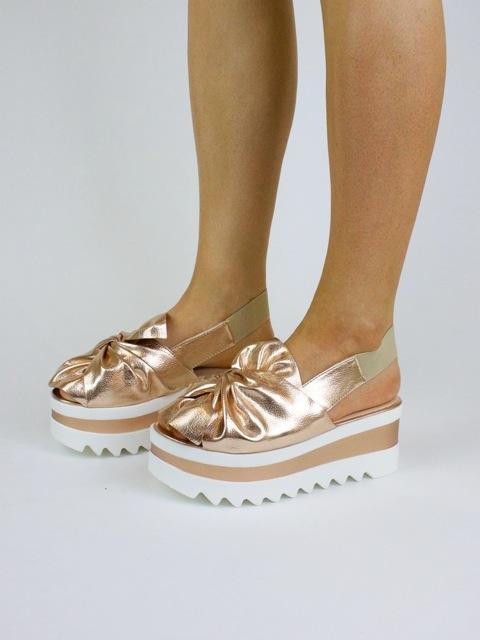 Sasha Rose Gold Metallic Bow Flatform