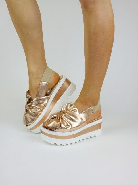 Sasha Rose Gold Metallic Bow Flatform