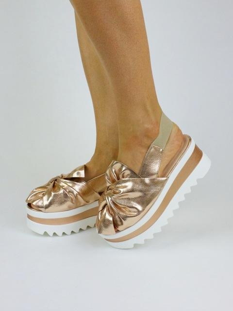 Sasha Rose Gold Metallic Bow Flatform