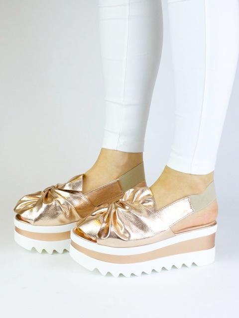 Sasha Rose Gold Metallic Bow Flatform