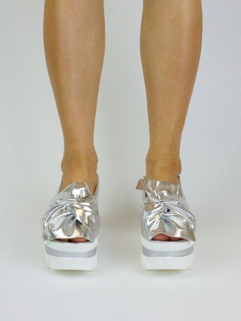 Sasha Silver Metallic Bow Flatform