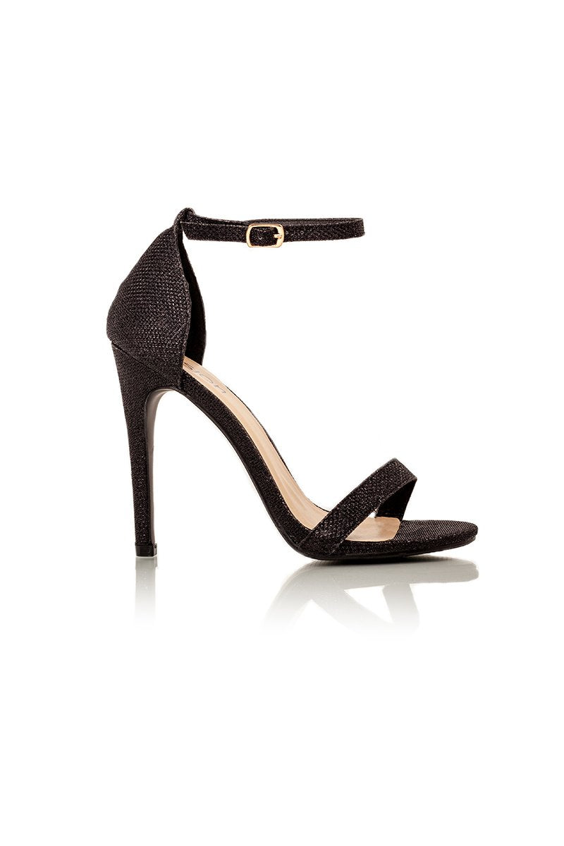 Savannah Black Glitter Barely There Heels