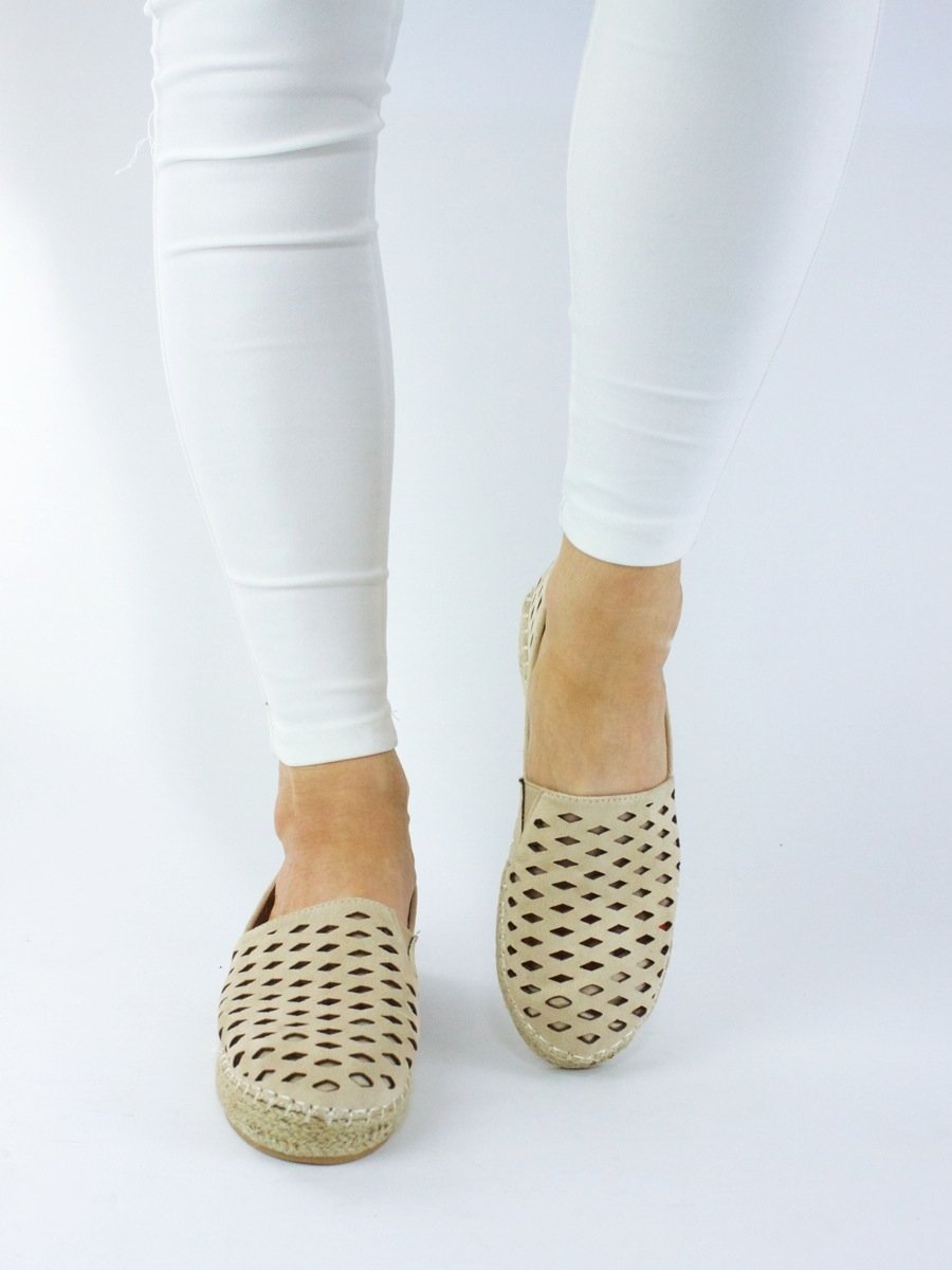 Scarlett Cream Laser Cut Espadrille Pumps