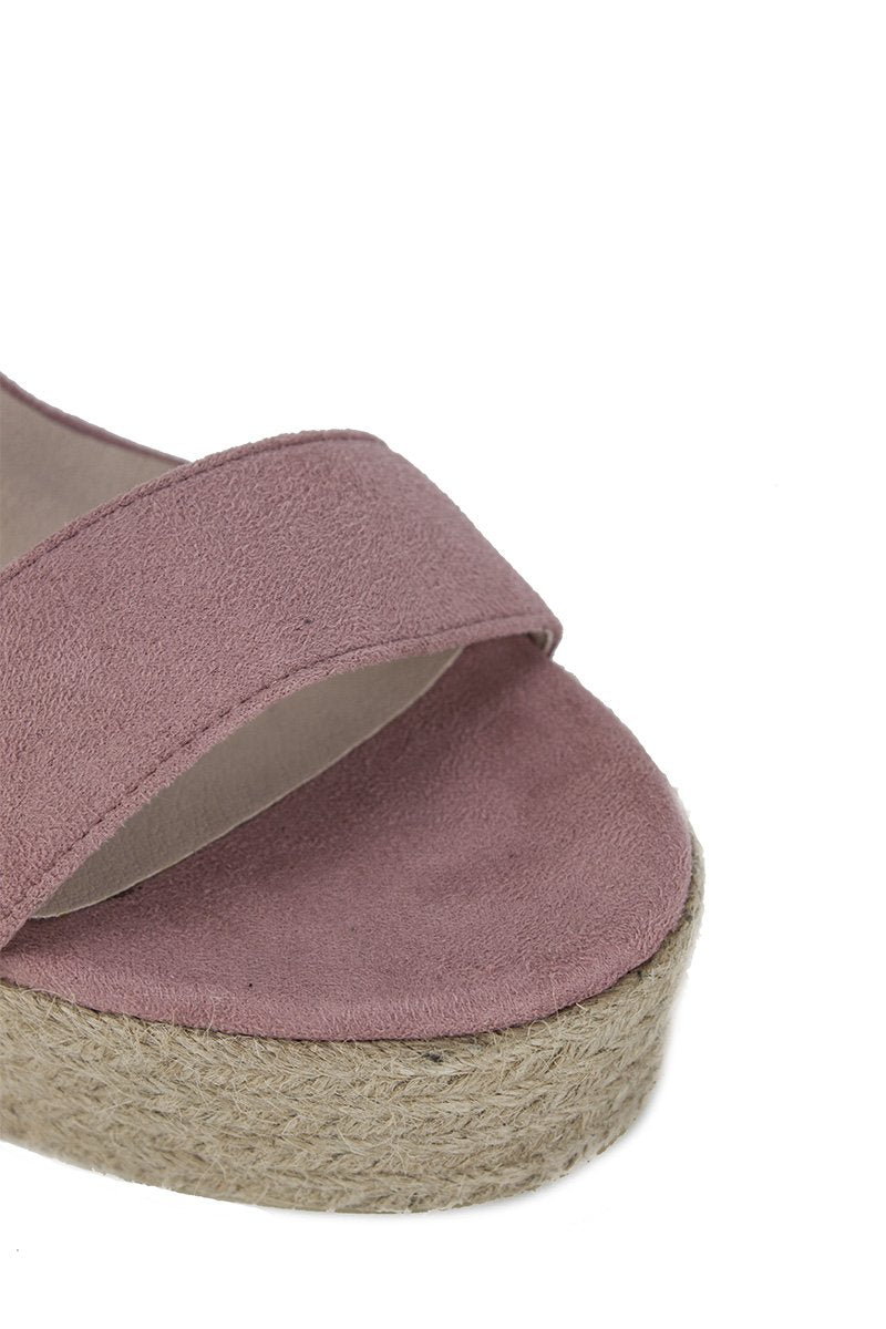 Selma Pink Stud Wedges With Silver Detail