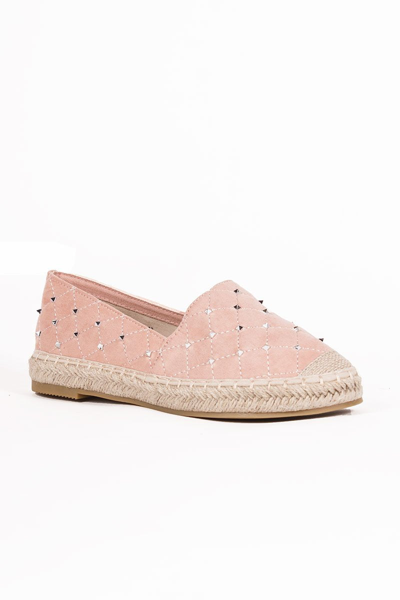 Sherrie Pink Stud Espadrilles With Silver Detail