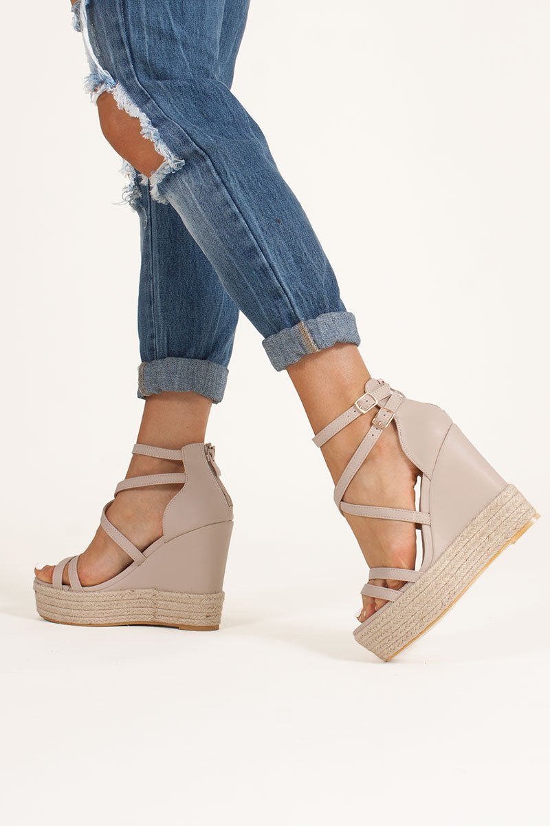 Sia Nude Espadrille Wedges