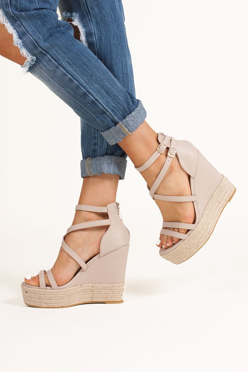 Sia Nude Espadrille Wedges