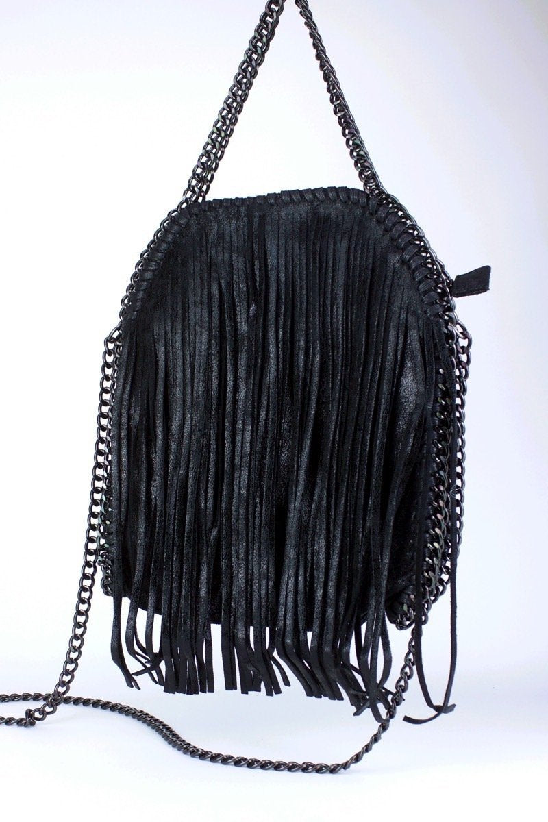 Sienna Black Fringe Bag