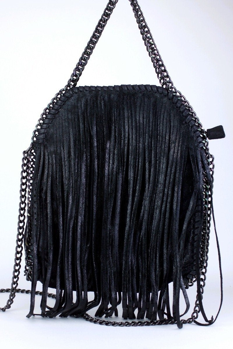 Sienna Black Fringe Bag