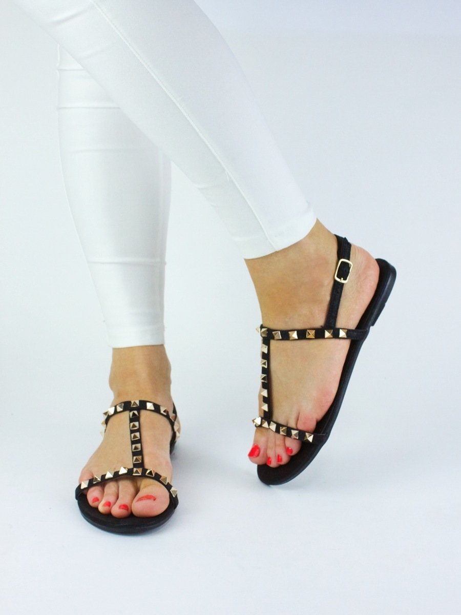 Sophia Black Stud Sandals