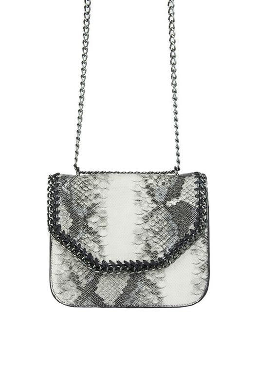 Stella Black Python Chain Shoulder Bag