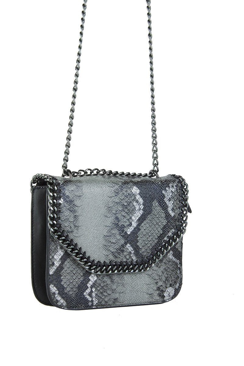 Stella Grey Python Chain Shoulder Bag