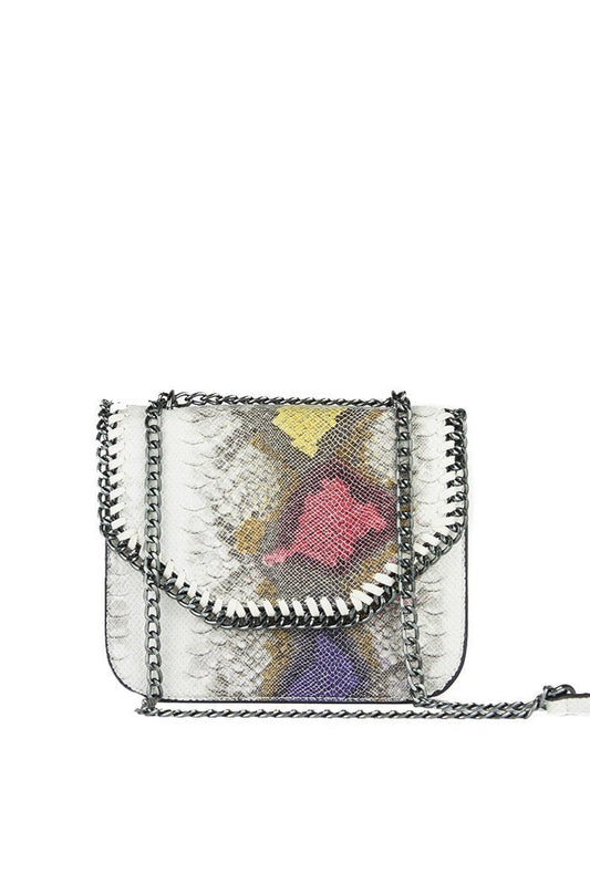 Stella Purple Black Python Chain Shoulder Bag