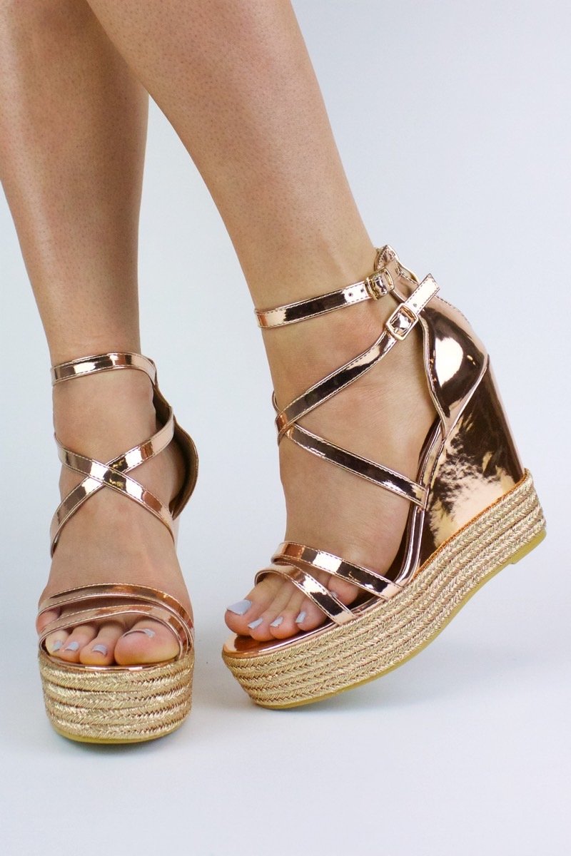 Sydney Rose Gold Metallic Wedge