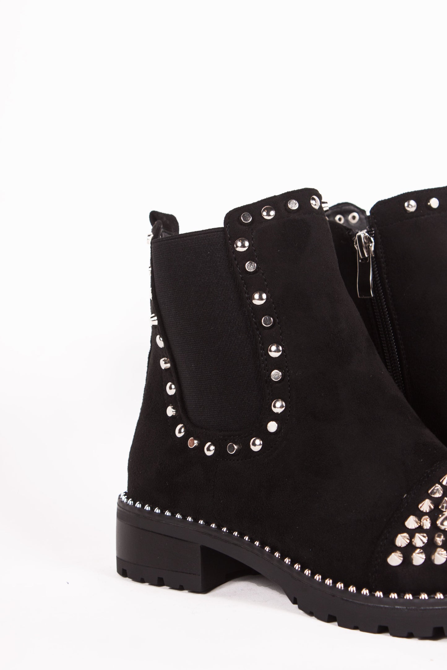 Thea Black Suede Ankle Boots With Spike Stud Details