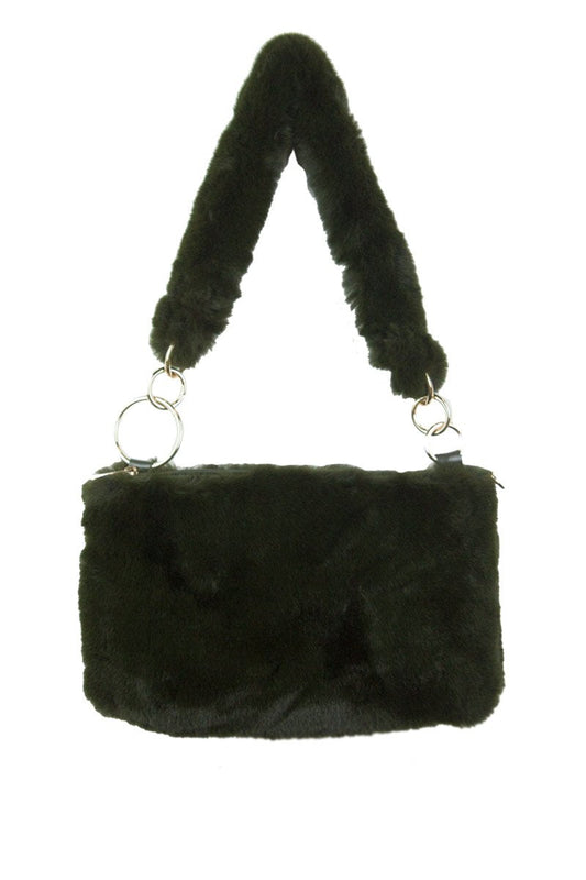 Una Green Faux Fur Shoulder Bag