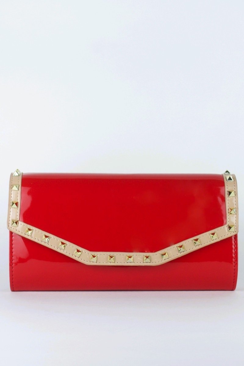 Valencia Red Patent Stud Clutch