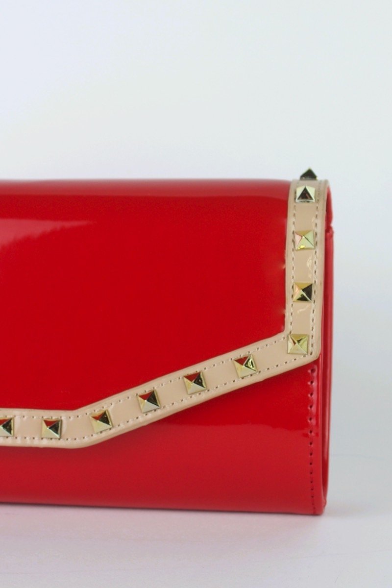 Valencia Red Patent Stud Clutch