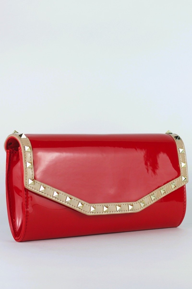 Valencia Red Patent Stud Clutch