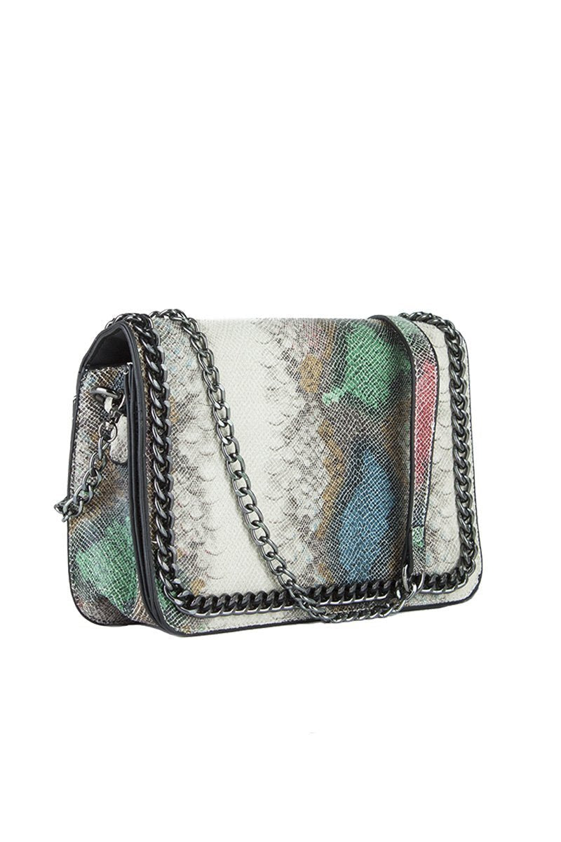 Vanessa Green Python Chain Shoulder Bag With Silver Detail