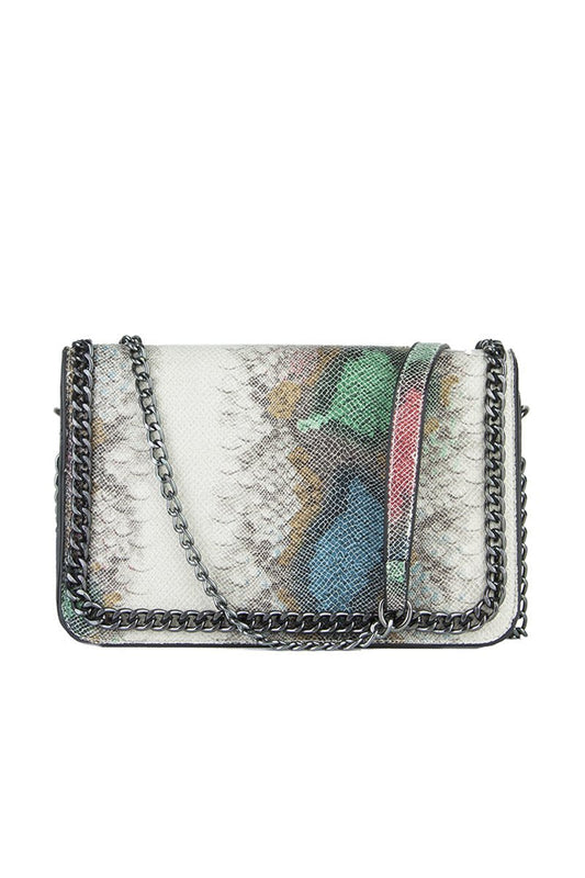 Vanessa Green Python Chain Shoulder Bag With Silver Detail