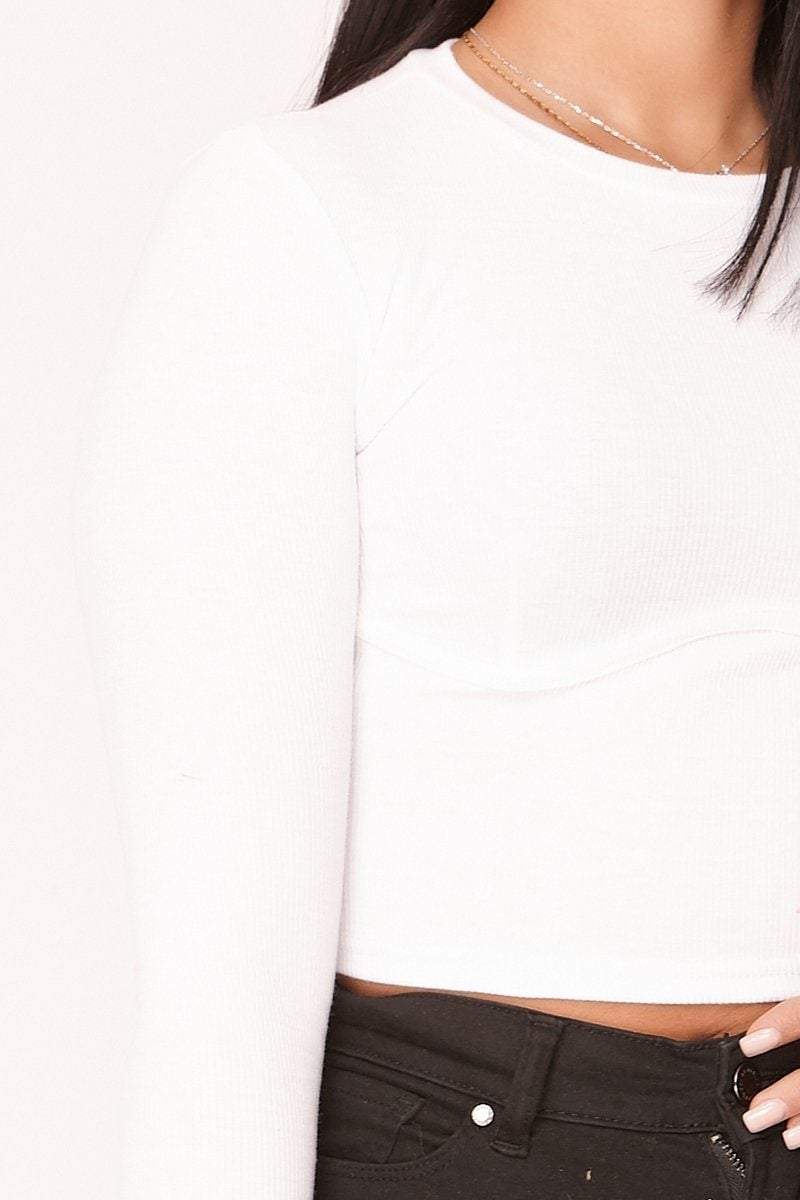 White Ribbed Underwired Crop Top