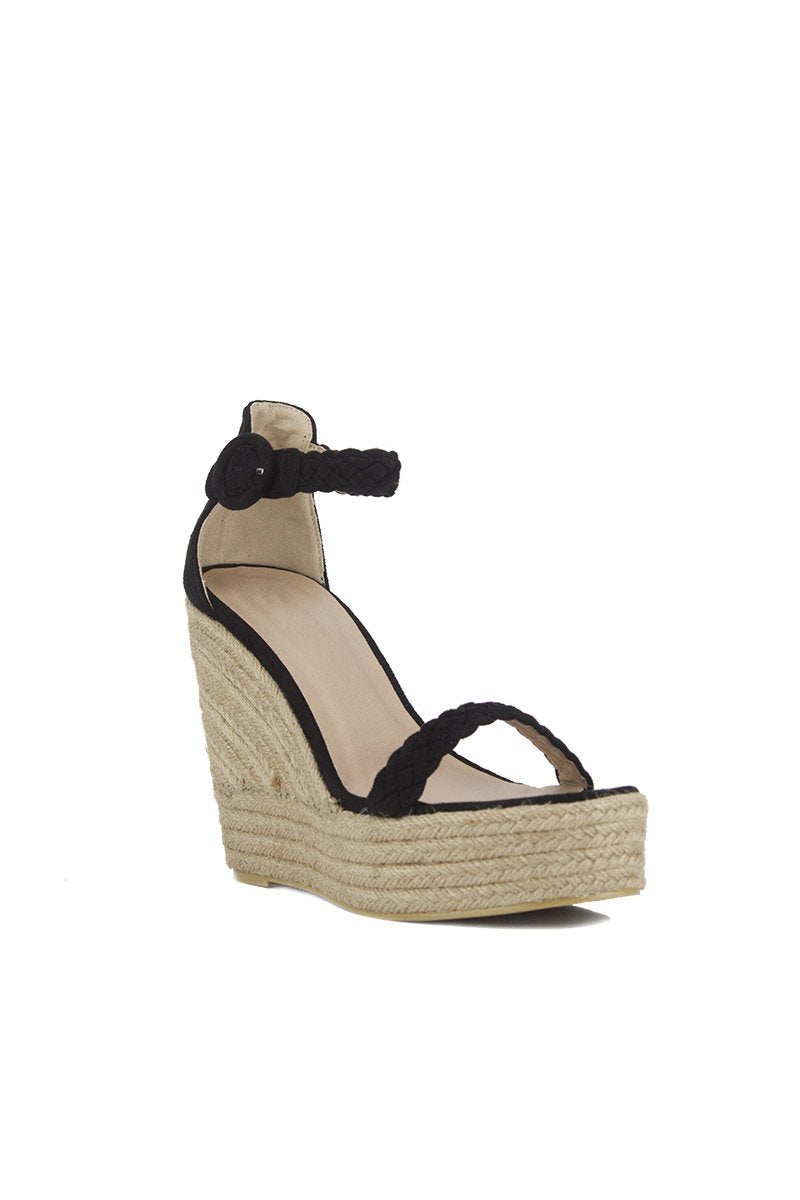 Willow Black Espadrille Wedges