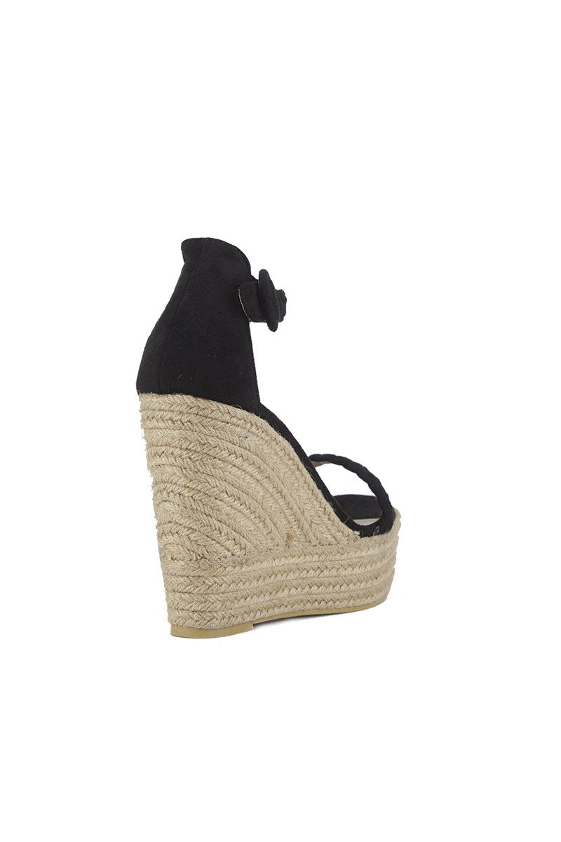 Willow Black Espadrille Wedges