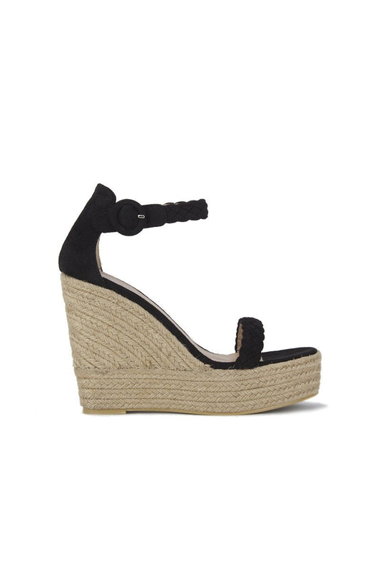 Willow Black Espadrille Wedges