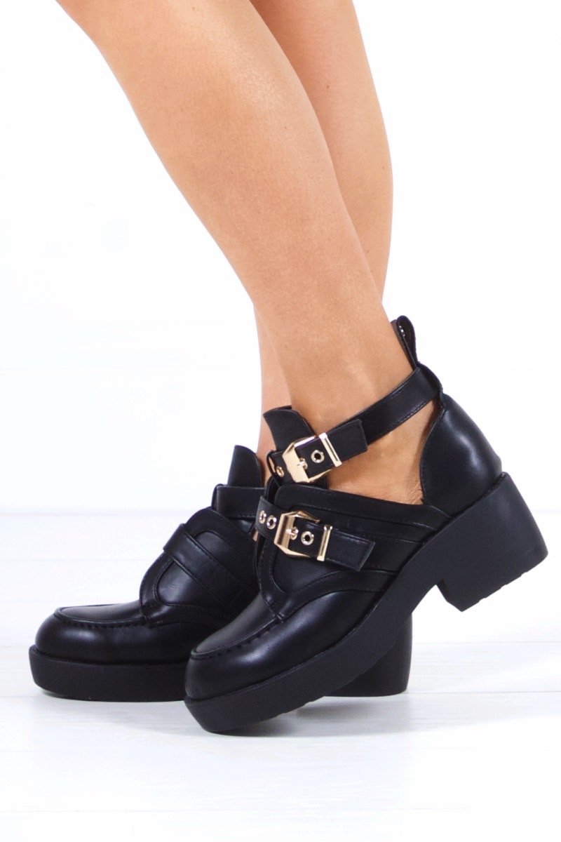Winnie Black Buckle Ankle Boot