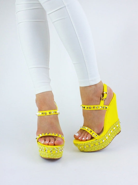 Zara Yellow Stud Wedge