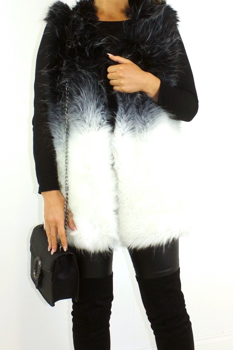 Alexandra Black Ombre Faux Fur Gilet