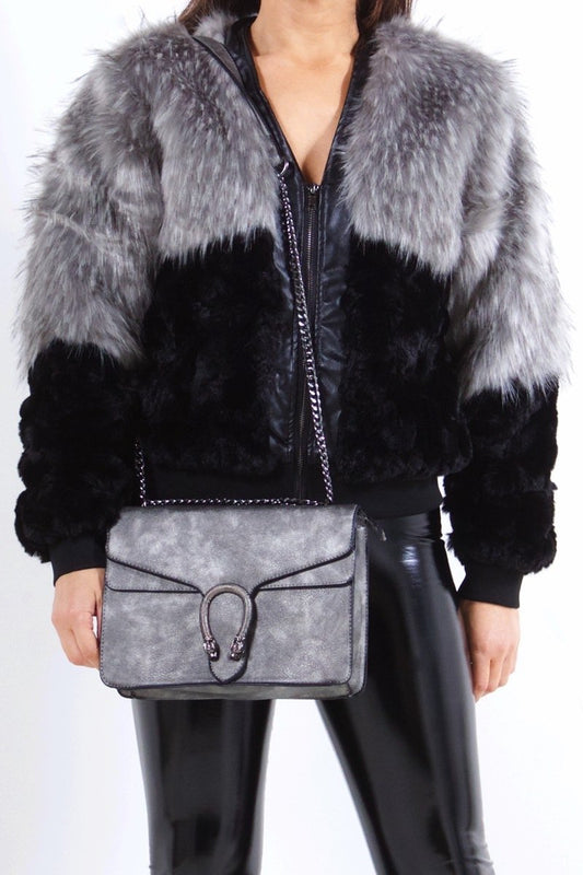 Pia Grey Faux Fur Jacket