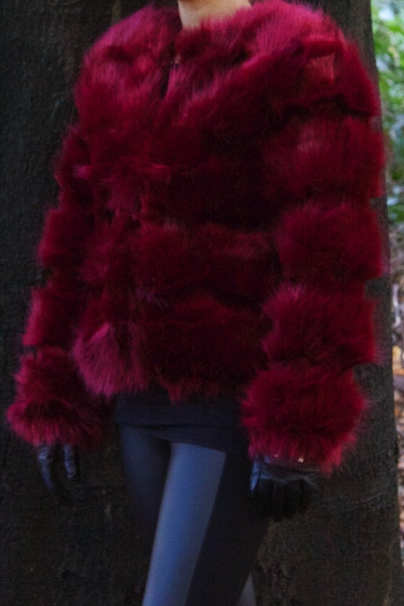 Polly Wine Faux Fur Jacket